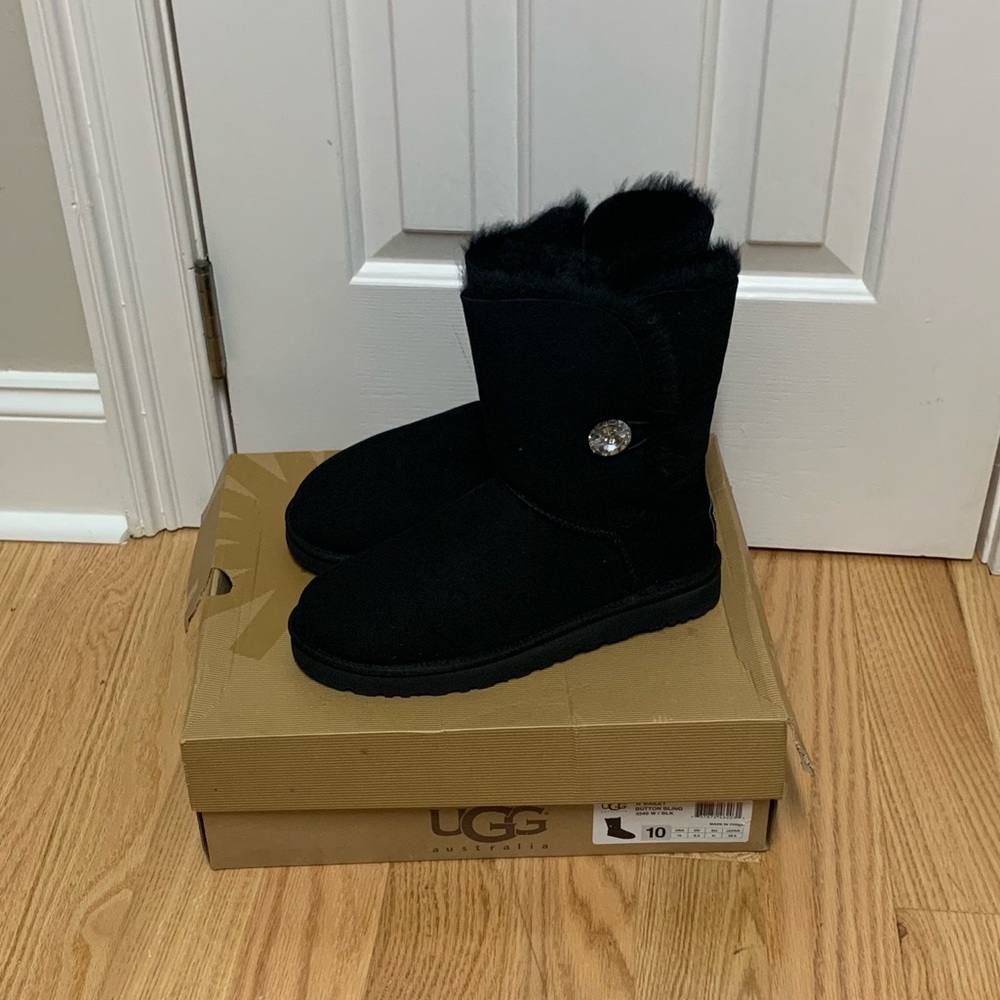 Black Ugg Boots with Rhinestones